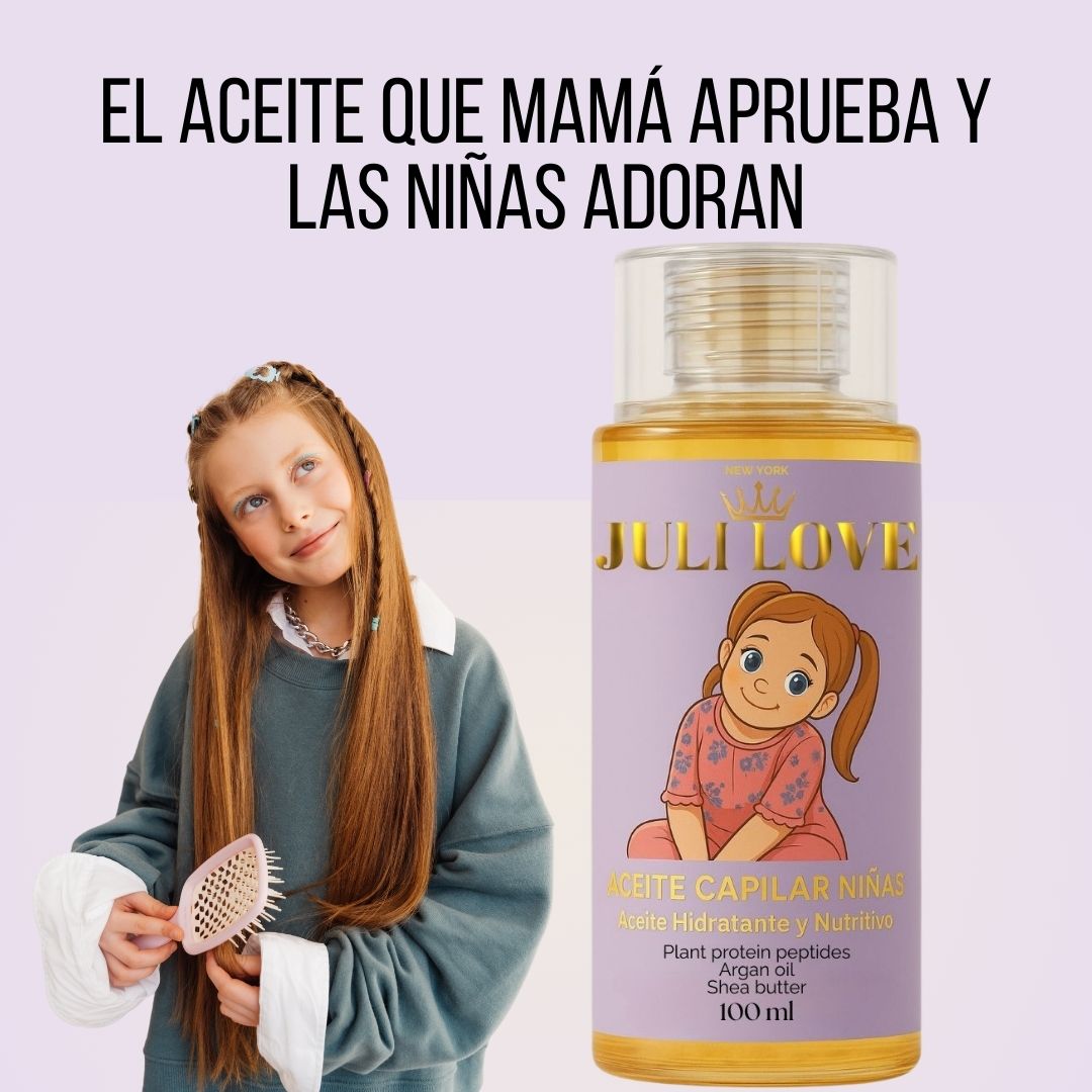 JULI LOVE® ACEITE HIDRATANTE Y NUTRITIVO PARA CABELLO DE NIÑAS no