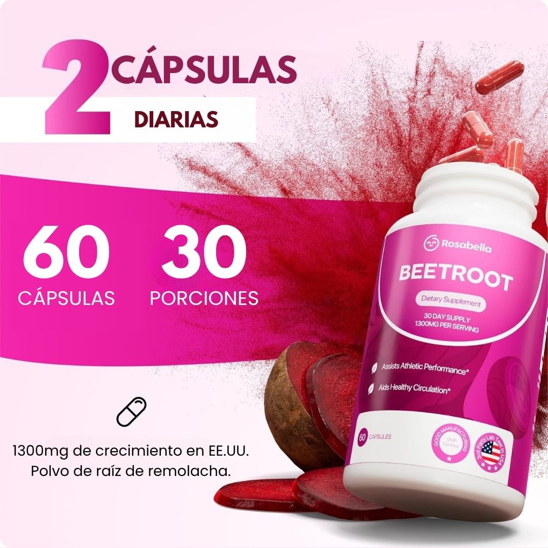BEETROOT® ROSABELLA  - 60 CÁPSULAS - PARA ENERGÍA NATURAL