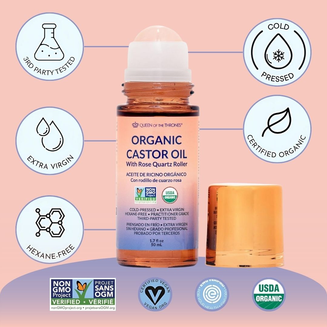 ACEITE DE RICINO® ROLL ON CON CUARZO ROSA