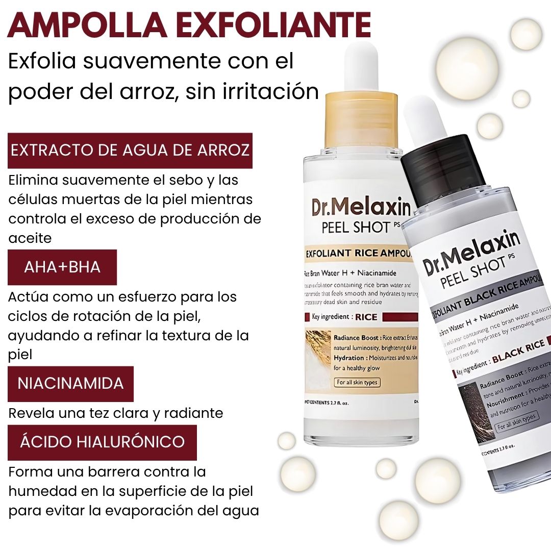 DR. MELAXIN® EXFOLIANTE DE ARROZ NEGRO + OBSEQUIO EXFOLIANTE ARROZ BLANCO Y SUERO DESPIGMENTANTE