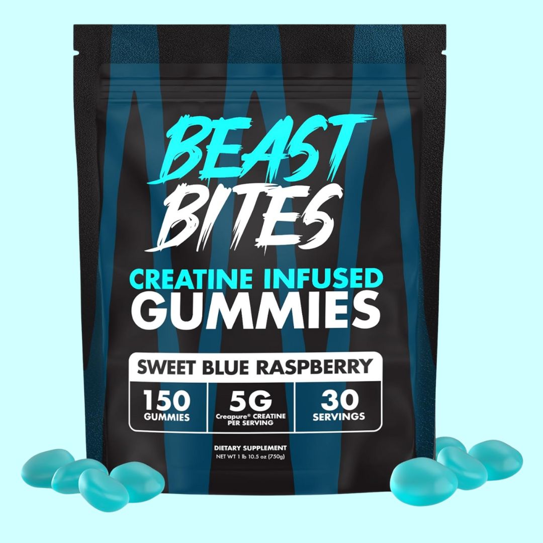BEAST BITES® CREATINA - SABOR A FRAMBUESA AZUL - 150 GOMAS
