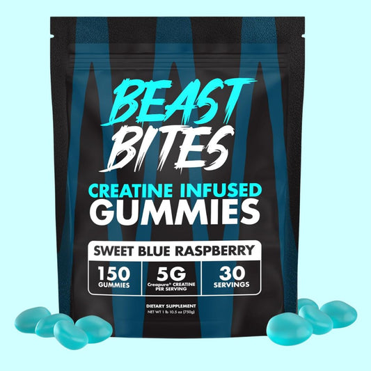 BEAST BITES® CREATINA - SABOR A FRAMBUESA AZUL - 150 GOMAS