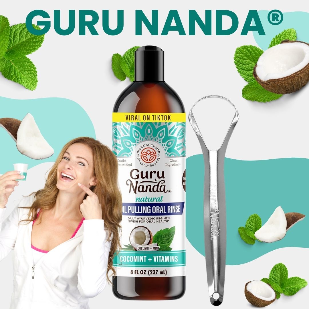 GURU NANDA® ENJUAGUE BUCAL CON EXTRACTO DE ACEITE DE COCO Y MENTA