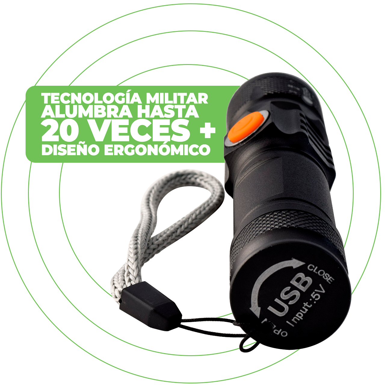 LINTERNA TÁCTICA USB RECARGABLE