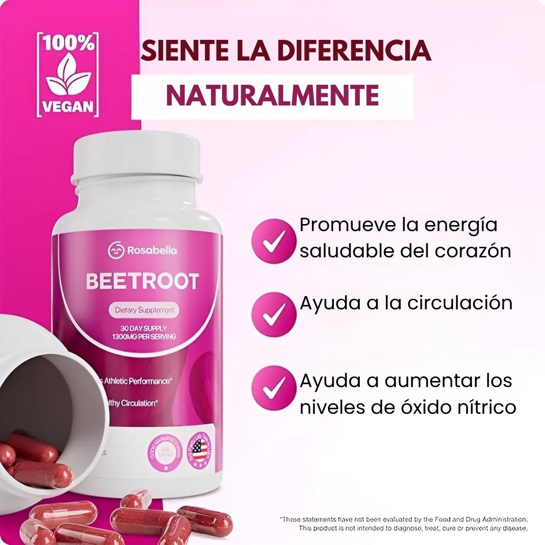BEETROOT® ROSABELLA  - 60 CÁPSULAS - PARA ENERGÍA NATURAL