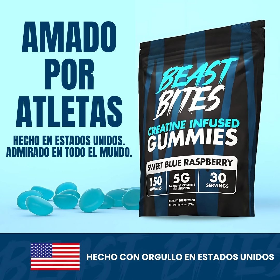 BEAST BITES® CREATINA - SABOR A FRAMBUESA AZUL - 150 GOMAS