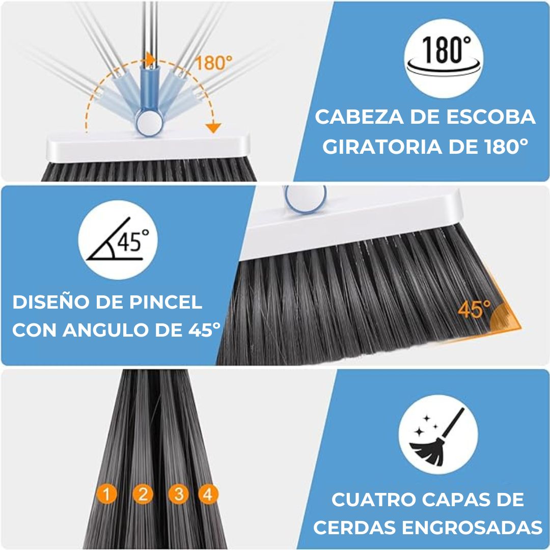 JUEGO DE ESCOBAS PLEGABLES Y GIRATORIAS