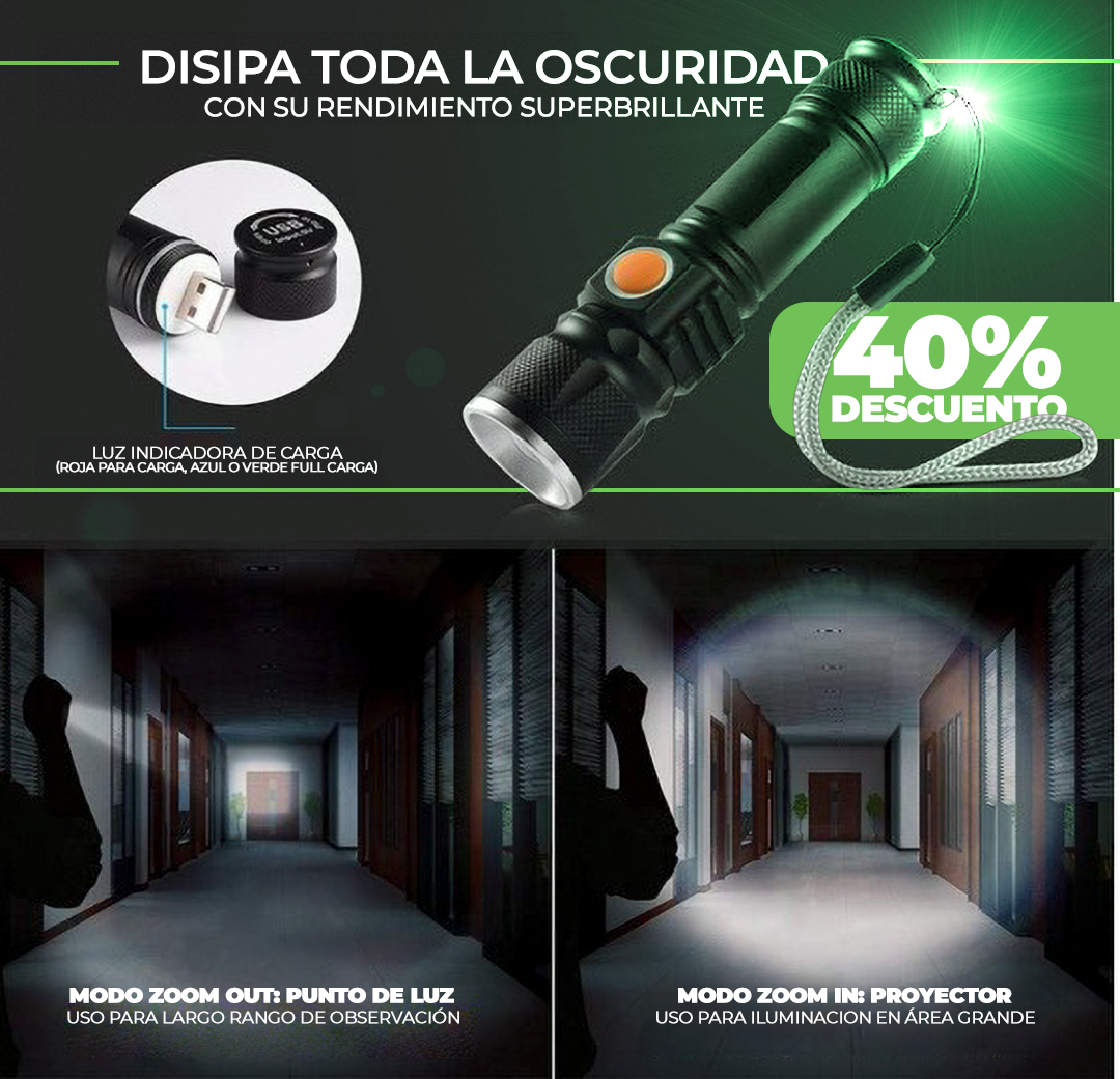 LINTERNA TÁCTICA USB RECARGABLE