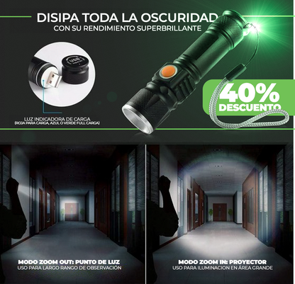 LINTERNA TÁCTICA USB RECARGABLE