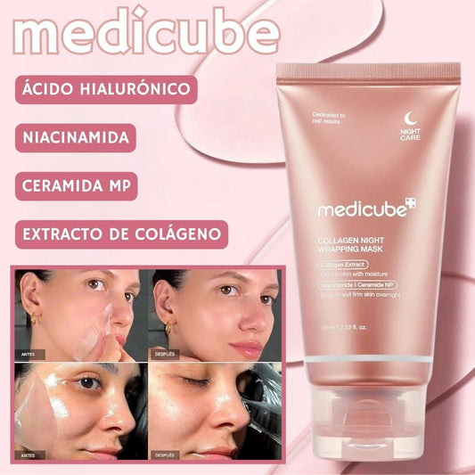 MEDICUBE - Mascarilla facial de colágeno para usar durante la noche