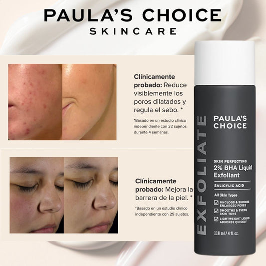 PAULA'S CHOICE® Skin Perfecting - Exfoliante líquido de ácido glicolico y ácido salicílico BHA al 2%