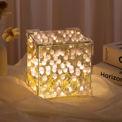 LÁMPARA DE TULIPANES® - Lámpara nocturna LED decorativa, cubo mágico