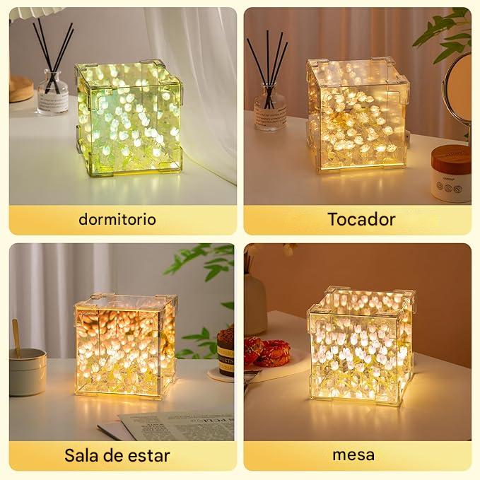 LÁMPARA DE TULIPANES® - Lámpara nocturna LED decorativa, cubo mágico